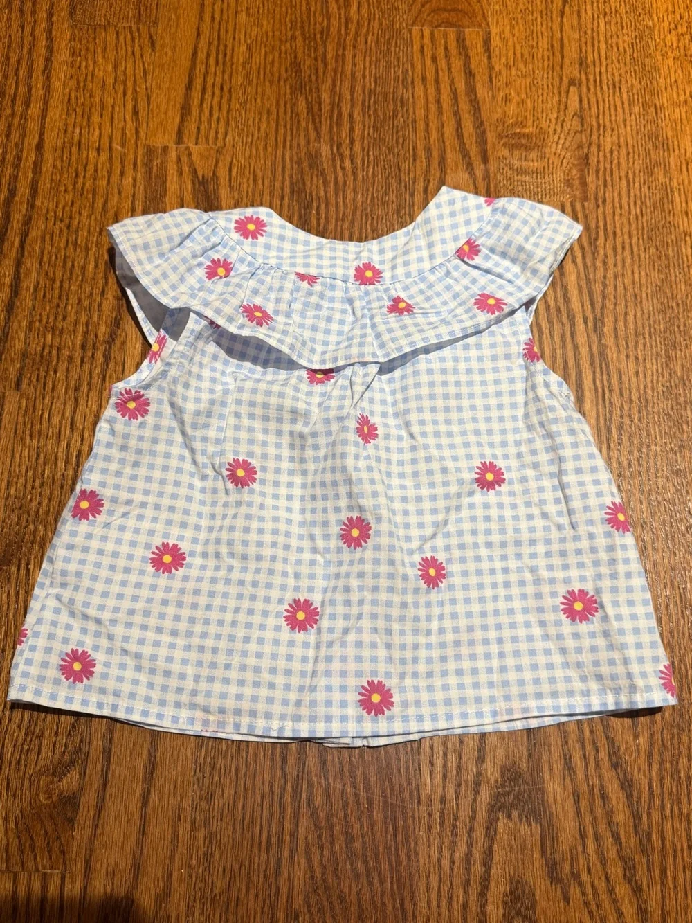 NWOT Zara Gingham Ruffle Collar Tank with Daisy 18 Months